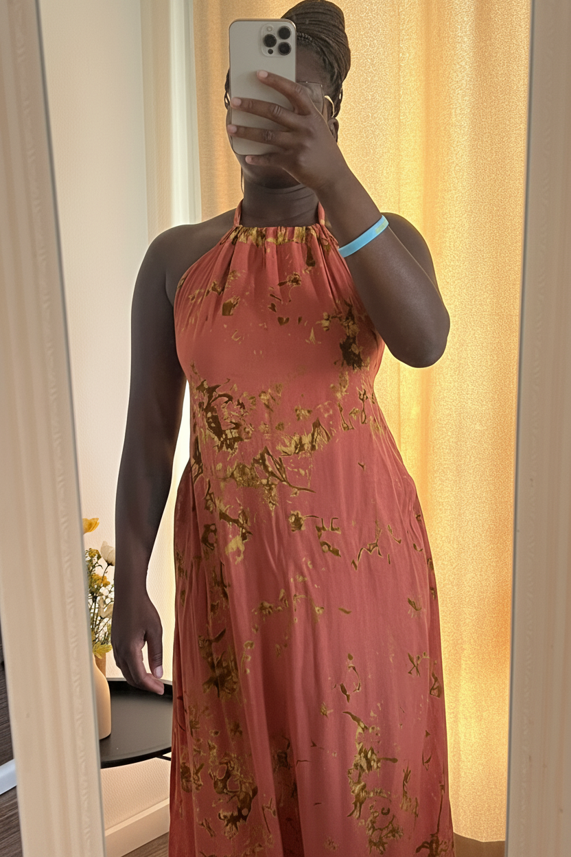 Robe jaune moutarde - luminosité naturelle
